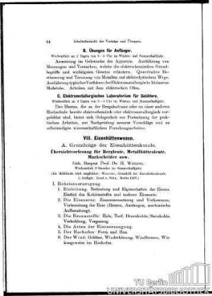 VIII. Eisenhüttenwesen
