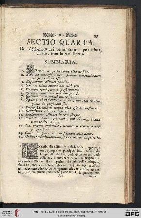 Sectio quarta: De Actionibus rei persecutoriis, poenalibus, mixtis, item in rem scriptis