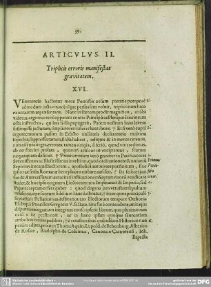 Articulus II. Triplicis erroris manifestat gravitatem