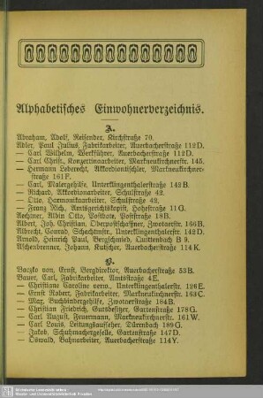 Einwohnerverzeichnis : Alphabetisches Einwohnerverzeichnis