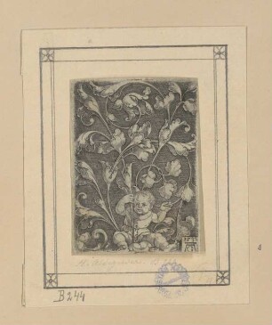 Hochfüllung mit Ranke und Putto