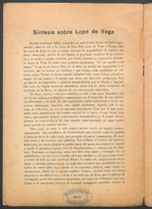Síntesis sobre Lope de Vega
