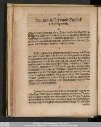 X. Von dem Glück unnd Unglück des Bergwercks.