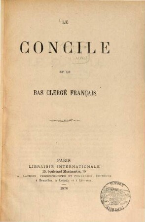Le Concile et le bas clergé français