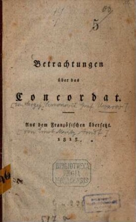 Betrachtungen über das Concordat