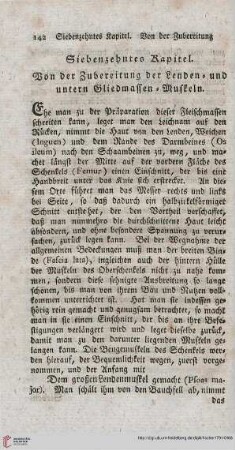 Siebenzehntes Kapitel: Von der Zubereitung der Lenden- und untern Gliedmassen-Muskeln