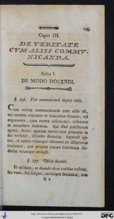 III. De Veritate Cum Aliis Communicanda.