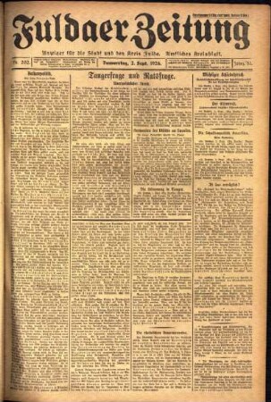 Erste Ausgabe vom Donnerstag, den 02. September 1926.