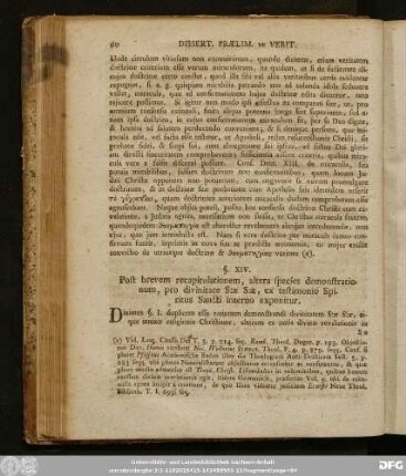 §. XIV. Post brevem recapitulationem, altera species demonstrationum, pro divinitate Stae Stae, ex testimonio Spiritus Sancti interno exponitur.