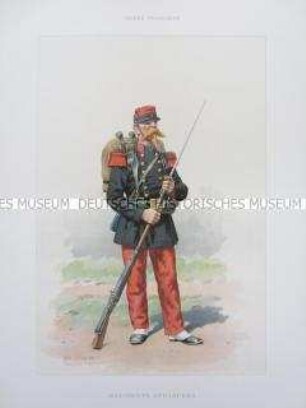 Uniformdarstellung, Unteroffizier des Fremden-Regiments, Frankreich, um 1890.