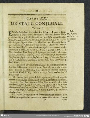 Caput XXI. De Statu Coniugali