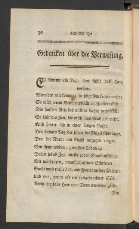 Gedanken über die Verwesung