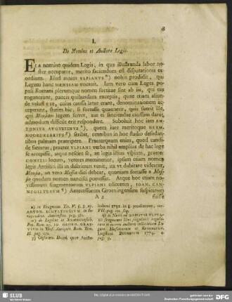 I. De Nomine et Auctore Legis