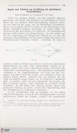 19: Regeln und Tabellen zur Ermittlung der günstigsten Einstelldistanzen