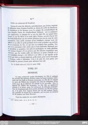 Titre XV Monnaie