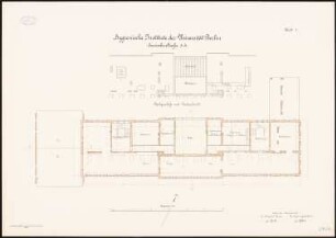 Friedrich-Wilhelms-Universität (Humboldt-Universität) Berlin Hygienische Institute: Grundriss Dachgeschoss, Dachaufsicht 1:100