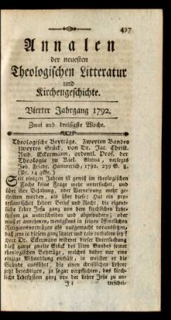Zwei und dreißigste Woche