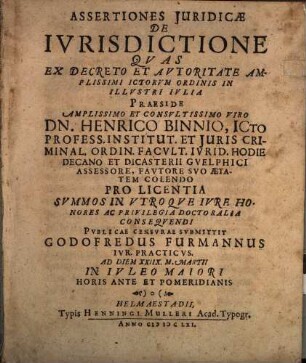Assertiones Juridicae De Ivrisdictione