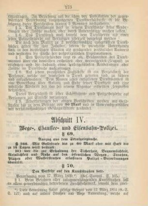 Abschnitt IV. Wege-, Chaussee- und Eisenbahn-Polizei