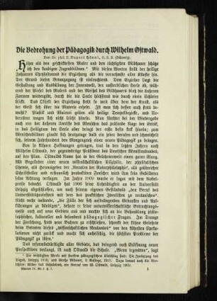 ¬Die¬ Bedrohung der Pädagogik durch Wilhelm Ostwald
