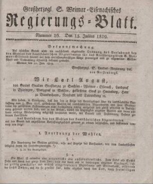 Nr. 16 : 13. Julius 1819