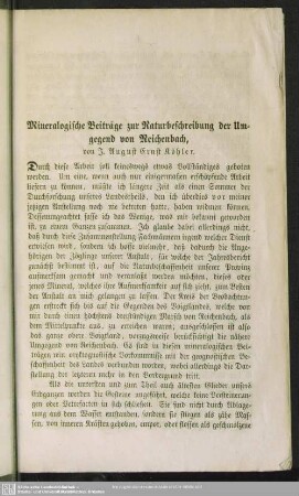 Mineralogische Beiträge zur Naturbeschreibung der Umgegend von Reichenbach