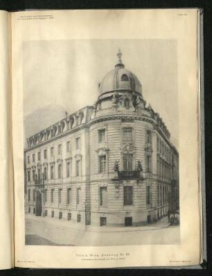 Palais, Wien, Rennweg Nr. 25. Architekten: Bauqué und Pio.