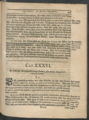 Cap. XXXVI. De Diversa Rerumpublicarum forma, ...