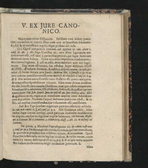 V. Ex Iure Canonico.
