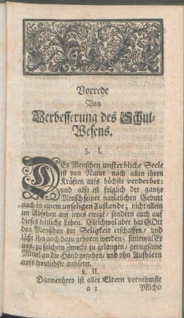 Vorrede Von Verbesserung des Schul-Wesens.