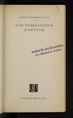 Vom unbekannten Judentum