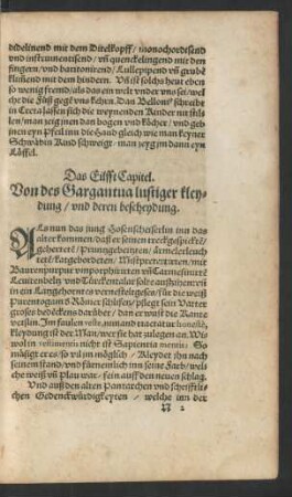 Das Eilfft Capitel. Von des Gargantua lustiger kleydung ...
