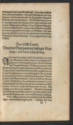 Das Eilfft Capitel. Von des Gargantua lustiger kleydung ...