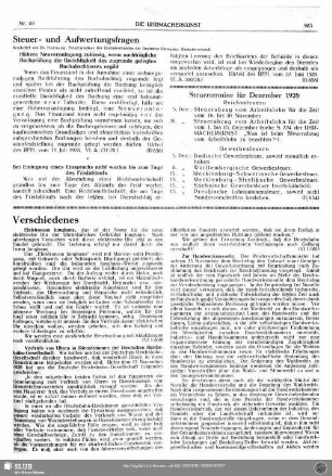 Steuertermine für Dezember 1928