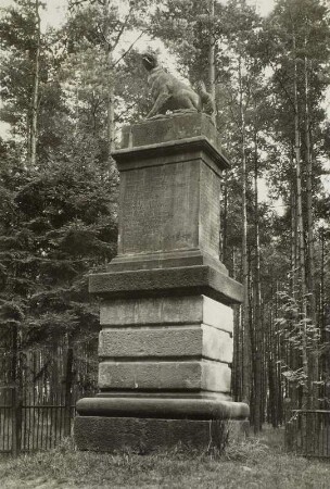 Wolfssäule : Friedewald. Wolfsdenkmal im Forstrevier Kreyern, westlich des Forsthauses