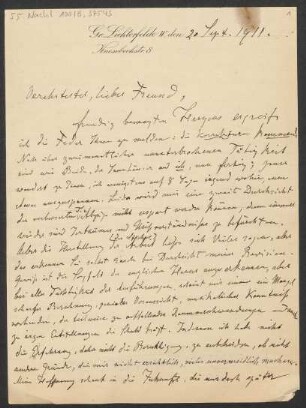 Brief an B. Schott's Söhne : 20.09.1911
