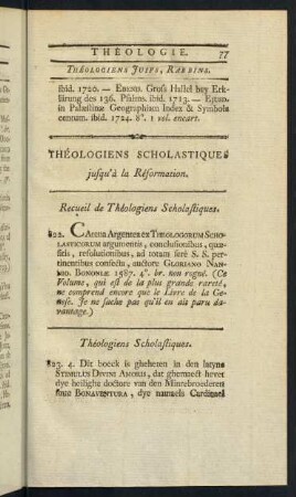 Théologiens Scholastiques jusqu´à la Réformation.