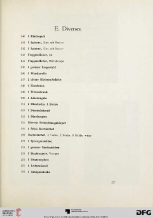 E. Diverses (Nr.240-271)