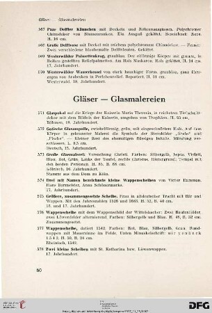 Gläser – Glasmalereien (Nr. 571-578)