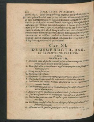 Cap. XI. De Usufructu, Usu, Et Redemtione Captivorum.