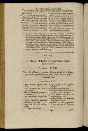 Tit. XVII. De Ritibus ecclesiasticis circa Pœnitentiam & Baptismum.