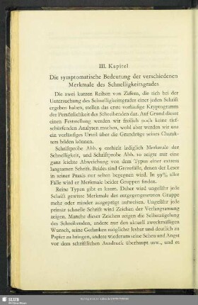 III. Die symptomatische Bedeutung der verschiedenen Merkmale des Schnelligkeitsgrades