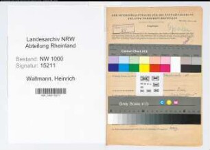 Entnazifizierung Heinrich Wallmann, geb. 19.09.1905 (Lokfuehrer)