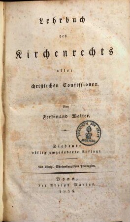 Lehrbuch des Kirchenrechts aller christlichen Confessionen