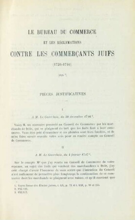Le Bureau du commerce et les réclamations contre les commerçants juifs (1726-1746) (fin)