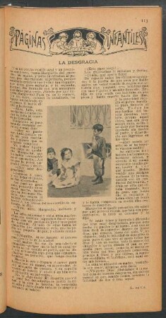 La desgracia : Páginas infantiles