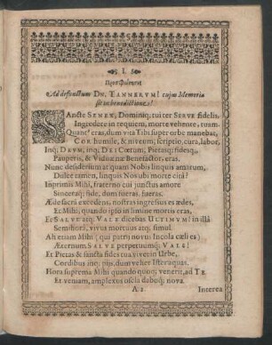 I. Prosphonesis Ad defunctum Dn. Tannerum! cuius Memoria sit in benedictione.