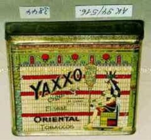 Blechdose für "YAXXO Cigarettes Finest ORIENTAL TOBACCOS"
