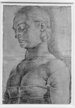 Brustbild einer Frau mit geschlossenen Augen (Die heilige Apollonia)