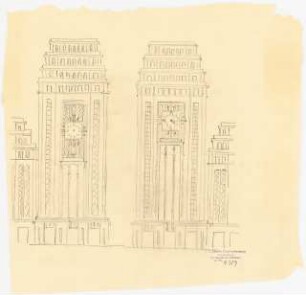 Verlagshaus des Scherl-Verlages, Berlin Turm: Ansicht, Variante der Fassaden-Ornamentierung
